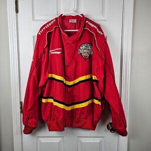 Vintage Firestone Racing Nylon Jacket Mens XL 4 For 4 Racing Firehawk Red 90s